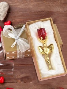 1入組玻璃人造花帶儲物盒創意人造玫瑰用於家居裝飾和送給朋友禮物 - 彩色 - 查看 1