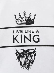 Baby Crown & Letter Graphic Tee & Shorts - Black and White - View 3