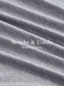 Ocili Leisure Smooth & Comfy Waist Letter Tape Bra And Brief Set - Light Grey - View 4