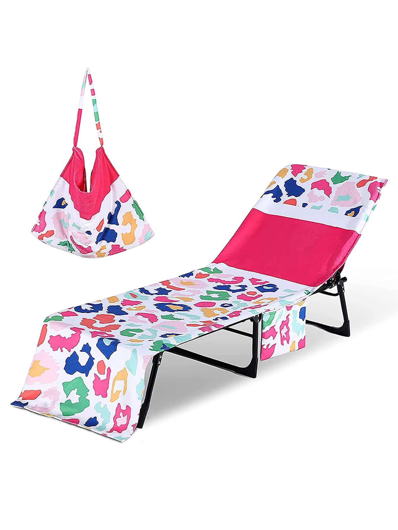 1pc Leopard Pattern Beach Towel, Microfiber Rectangle Travel Beach Towel With Bag For Swimming, Diving, Summer - Multicolor - View 1