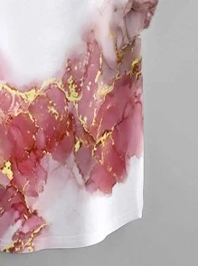 Mulvari Plus Graphic Print Batwing Sleeve Curved Hem Tee - White - View 4