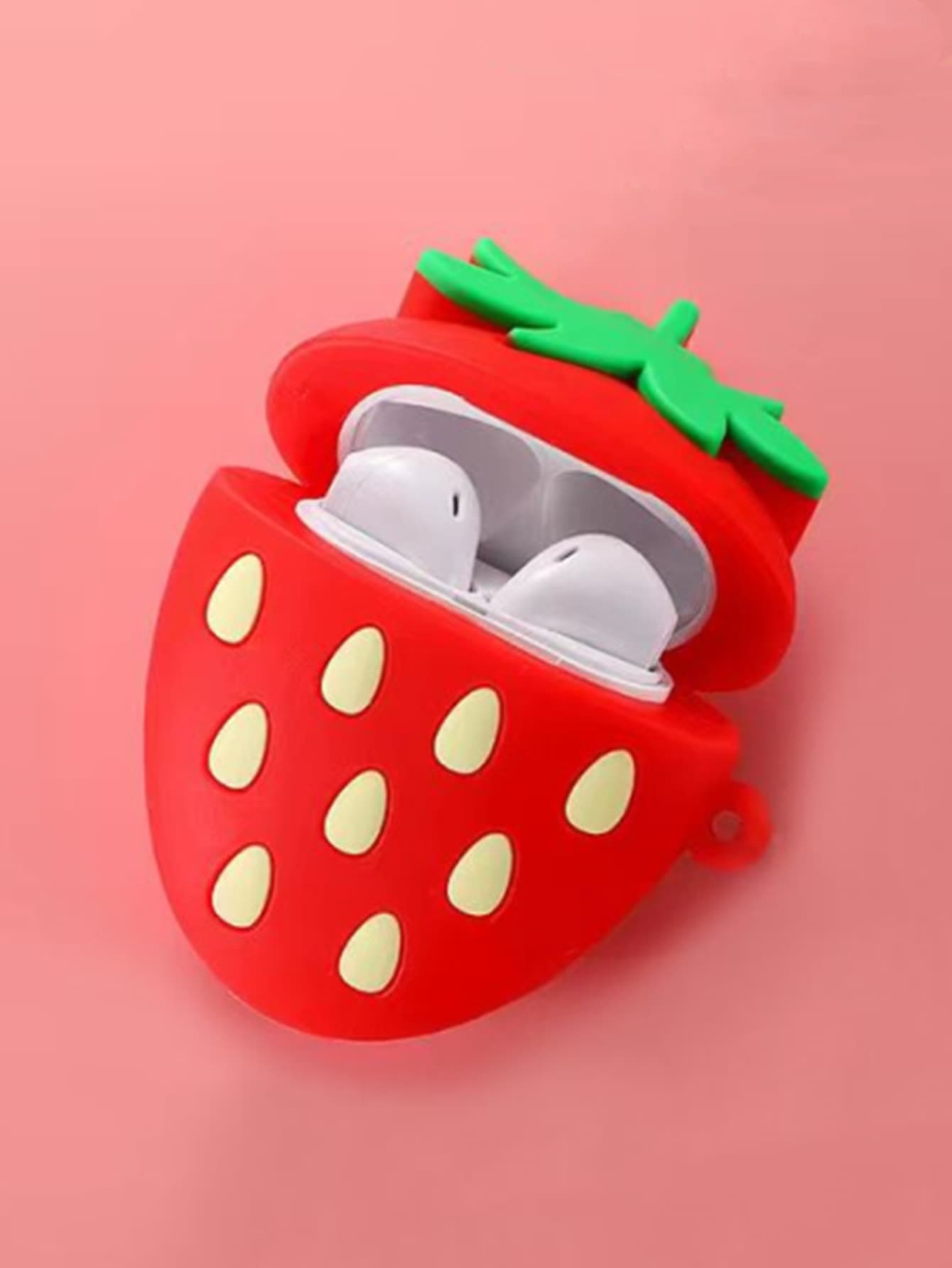Vỏ silicon thiết kế dâu tây tương thích với Airpods - Đỏ - Xem 1