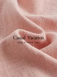 Ocili Leisure Natural Linen Comfy & Breathable Pink With Button Long Sleep Pant - Baby Pink - View 6