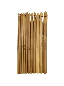12入組/套竹製鉤針用於縫紉極簡主義鉤針