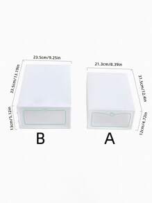 1pc Plain Shoe Storage Box, White Plastic Shoe Dust Proof Box For Home - White - View 2