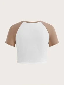 SHEIN Qutie Camiseta con estampado de oso de manga raglán