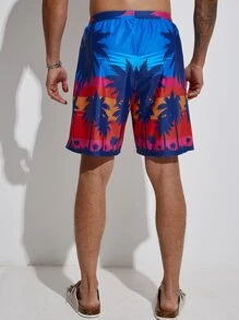 Manfinity Men Coconut Tree Print Beach Shorts - Multicolor - View 2