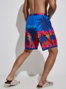 Manfinity Men Coconut Tree Print Beach Shorts - Multicolor - View 6