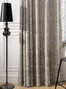 1入組刺繡花卉圖案單片窗簾家用滌綸遮光窗簾 - 灰色 - 查看 1