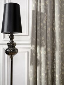 1入組刺繡花卉圖案單片窗簾家用滌綸遮光窗簾 - 灰色 - 查看 5