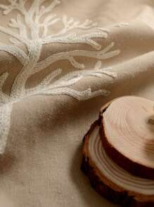 1入組樹形刺繡遮光窗簾現代滌綸單片家用遮光窗簾 - 卡其色 - 查看 3