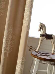 1入組樹形刺繡遮光窗簾現代滌綸單片家用遮光窗簾 - 卡其色 - 查看 5