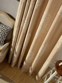 1入組樹形刺繡遮光窗簾現代滌綸單片家用遮光窗簾 - 卡其色 - 查看 7