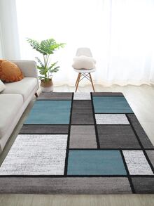 1 Pieza Alfombra Decorativa Impresa Geométrica De Sala De Estar - Multicolor - Ver 3