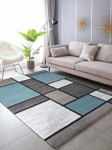 1 Pieza Alfombra Decorativa Impresa Geométrica De Sala De Estar - Multicolor - Ver 4