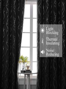 Estelar Textiler 2pcs Geometric Pattern Curtain, Modern Polyester Blackout Curtain For Bedroom And Living Room - Light Grey - View 4