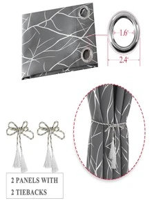 Estelar Textiler 2pcs Geometric Pattern Curtain, Modern Polyester Blackout Curtain For Bedroom And Living Room - Light Grey - View 5