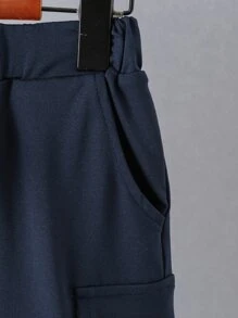 SHEIN Tween Boy Letter Graphic Raglan Sleeve Hoodie & Shorts