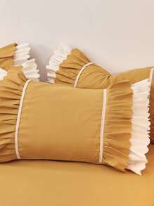 1 gói Vỏ Gối Viền Ren Màu Vàng, Không Lấp Đầy, Polyester Hiện Đại Nhà Vỏ Gối - Màu vàng - Xem 1