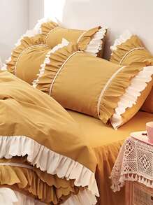 1 gói Vỏ Gối Viền Ren Màu Vàng, Không Lấp Đầy, Polyester Hiện Đại Nhà Vỏ Gối - Màu vàng - Xem 2