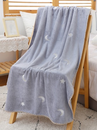 1入組月亮和星星刺繡浴巾或1條毛巾浴用極簡主義針織布毛巾