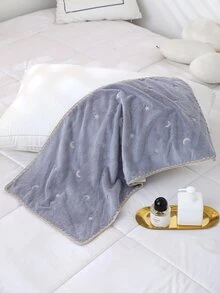 1入組月亮和星星刺繡浴巾或1條毛巾浴用極簡主義針織布毛巾