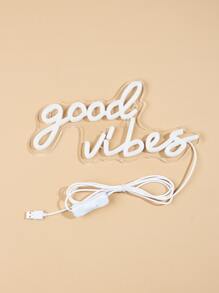 1 件 Good Vibes LED 霓虹灯，绿色霓虹灯剪影壁灯，游戏室装饰，家居装饰，生日礼物，墙壁艺术，小夜灯，卡通，USB 供电，带开关 - 藍色 - 查看 4