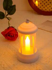 1pc ABS Simple Portable LED Decorative Lantern, Vintage Night Light For Home Decor - Yellow - View 1