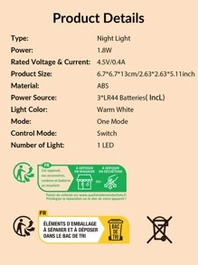 1pc ABS Simple Portable LED Decorative Lantern, Vintage Night Light For Home Decor - Yellow - View 4