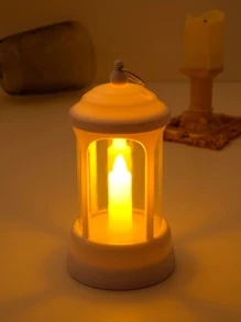 1pc ABS Simple Portable LED Decorative Lantern, Vintage Night Light For Home Decor - Yellow - View 6