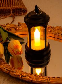 1pc ABS Simple Portable LED Decorative Lantern, Vintage Night Light For Home Decor - Yellow - View 1