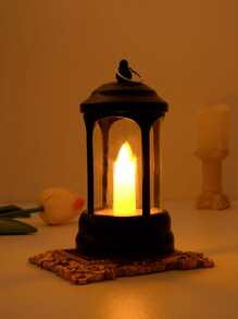 1pc ABS Simple Portable LED Decorative Lantern, Vintage Night Light For Home Decor - Yellow - View 2