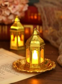 1/4/10pcs Mini Vintage Gold Lantern Shaped Decorative Lights, Battery Operated, Indoor Tabletop Decor Nightlight, Mini Candle Lantern, Suitable For Holidays, Parties, Religious Occasions, Home Decor, Christmas Tree Decor, Bedroom Decor - Yellow - View 3