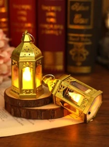 1/4/10pcs Mini Vintage Gold Lantern Shaped Decorative Lights, Battery Operated, Indoor Tabletop Decor Nightlight, Mini Candle Lantern, Suitable For Holidays, Parties, Religious Occasions, Home Decor, Christmas Tree Decor, Bedroom Decor - Yellow - View 9