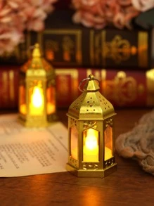 1/4/10pcs Mini Vintage Gold Lantern Shaped Decorative Lights, Battery Operated, Indoor Tabletop Decor Nightlight, Mini Candle Lantern, Suitable For Holidays, Parties, Religious Occasions, Home Decor, Christmas Tree Decor, Bedroom Decor - Yellow - View 4