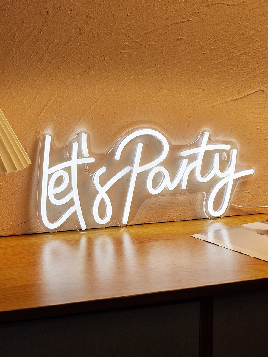 1 pieza Luz de neón PS LED neón moderno con diseño de slogan para casa adorno - Blanco - Ver 1