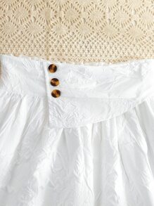 Falda De Botonadura Frontal Con Vuelo Para Niñas - Blanco - Ver 6