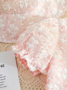 小女童印花泡泡袖上衣和短褲和帽 - 粉色 - 查看 4