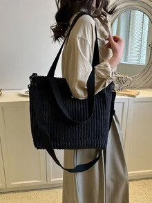 Túi Xách tay Nữ màu trơn - màu đen - Xem 6