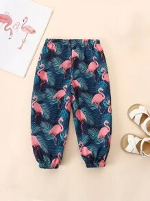 Baby Flamingo Print Carrot Trousers - Multicolor - View 2