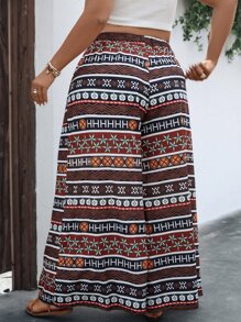 SHEIN LUNE Pantalones de pierna ancha con estampado geométrico - Multicolor - Ver 2