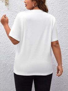 SHEIN Clasi Plus Heart Print Tee - White - View 2