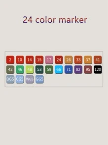 24支混合顏色記號筆，簡單塑料細點記號筆，適用於辦公室、學校 - 黑色 - 查看 3