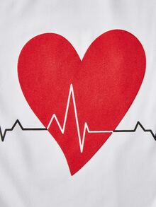 SHEIN Unity Plus Heart Print Tee - White - View 6