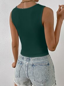 Chiquease Áo khoác và áo lót dành cho xe tăng nữ Gân đan màu trơn Giải trí - Màu xanh lá cây đậm - Xem 2