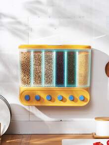 1 pieza Dispensador montado en la pared almacenamiento de plástico para cocina - Amarillo - Ver 5