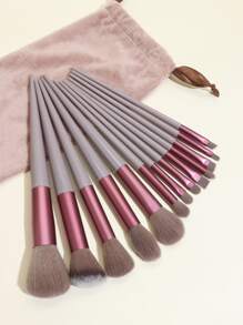 13件套化妆刷套装，含绒布袋，包括散粉刷、腮红刷、眼影刷，多功能便捷化妆刷套装，化妆刷套装，化妆刷组合，化妆刷套装，全套化妆刷，化妆刷套装，全套化妆工具，化妆刷套装，化妆刷礼盒套装 - 棕色 - 查看 1