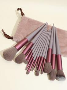 13件套化妆刷套装，含绒布袋，包括散粉刷、腮红刷、眼影刷，多功能便捷化妆刷套装，化妆刷套装，化妆刷组合，化妆刷套装，全套化妆刷，化妆刷套装，全套化妆工具，化妆刷套装，化妆刷礼盒套装 - 棕色 - 查看 2