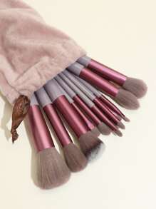 13件套化妆刷套装，含绒布袋，包括散粉刷、腮红刷、眼影刷，多功能便捷化妆刷套装，化妆刷套装，化妆刷组合，化妆刷套装，全套化妆刷，化妆刷套装，全套化妆工具，化妆刷套装，化妆刷礼盒套装 - 棕色 - 查看 3