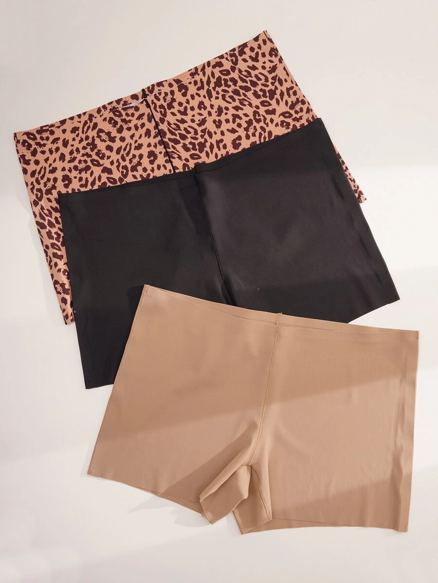 3pcs Leopard Print Shortie Brief - Multicolor - View 1